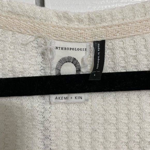 Anthropologie Akemi + Kin Waffle Thermal Knit Hem Twist Long Sleeve Size L - Picture 3 of 6
